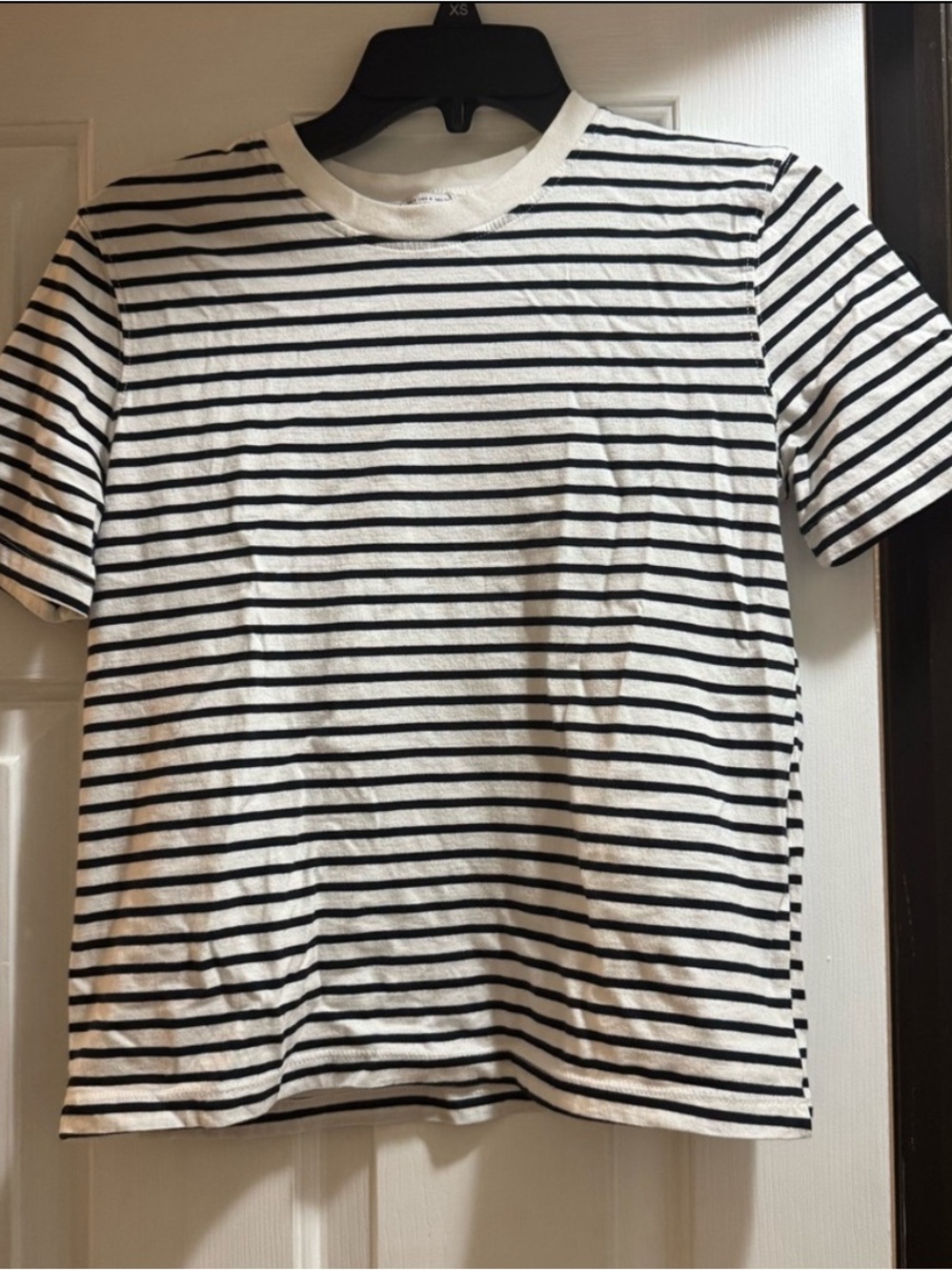 Zara White Tee with Black Stripes